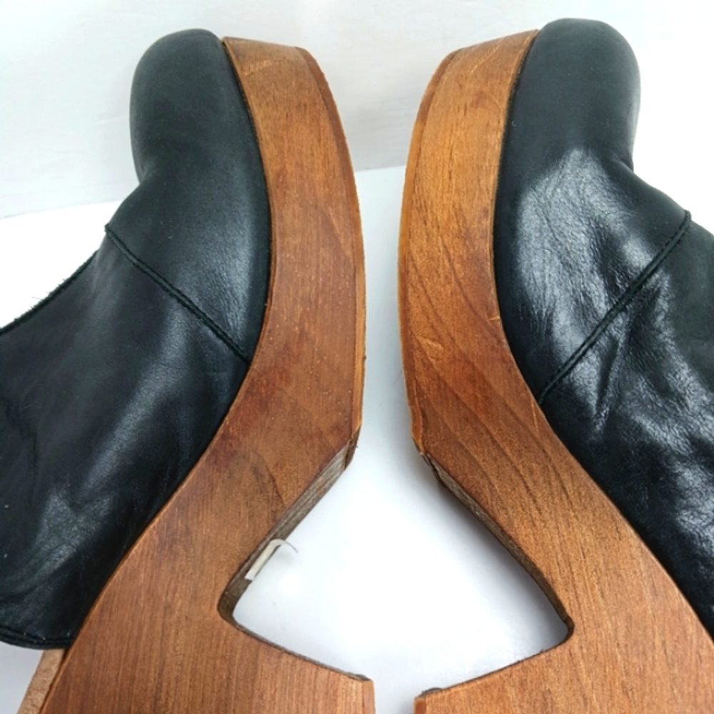 FREE PEOPLE Amber Orchard Black & Reptile Platform Ankle Open Clog Bootie EUC - Picture 10 of 16